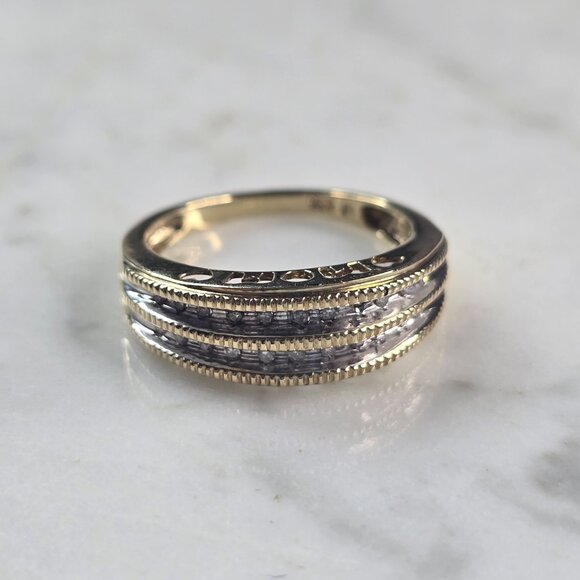 Womens Vintage Estate 10K Yellow Gold Diamond MOM Heart Ring 3.0g E4634 - Picture 6 of 7